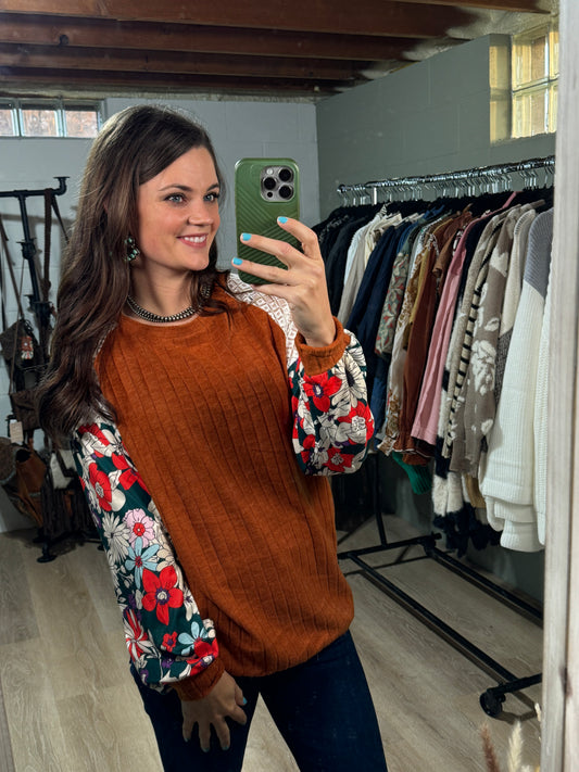 The Fiona Patchwork Blouse in Rust