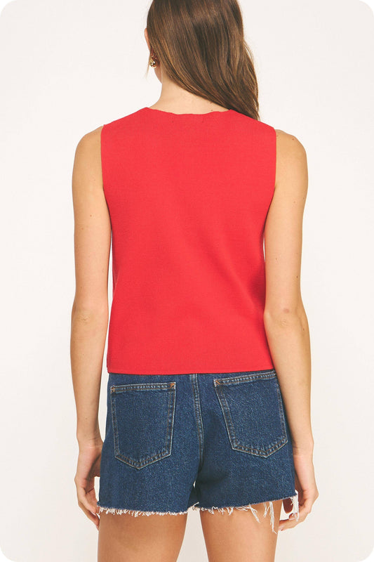 Perfect Little Red Knitted Vest Top