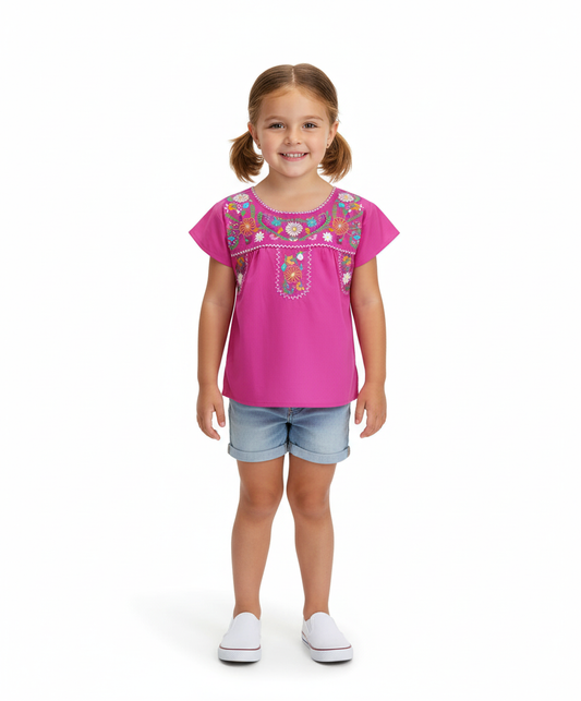 Perfect Pink Embroidered Girls Blouse