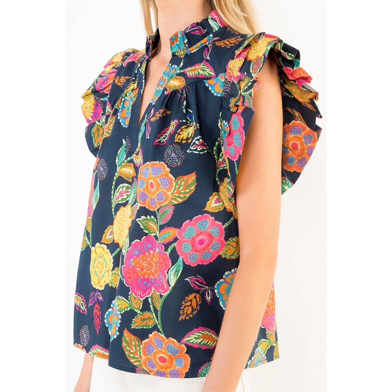 Ruffle Sleeves Floral Pattern Top (Small only)