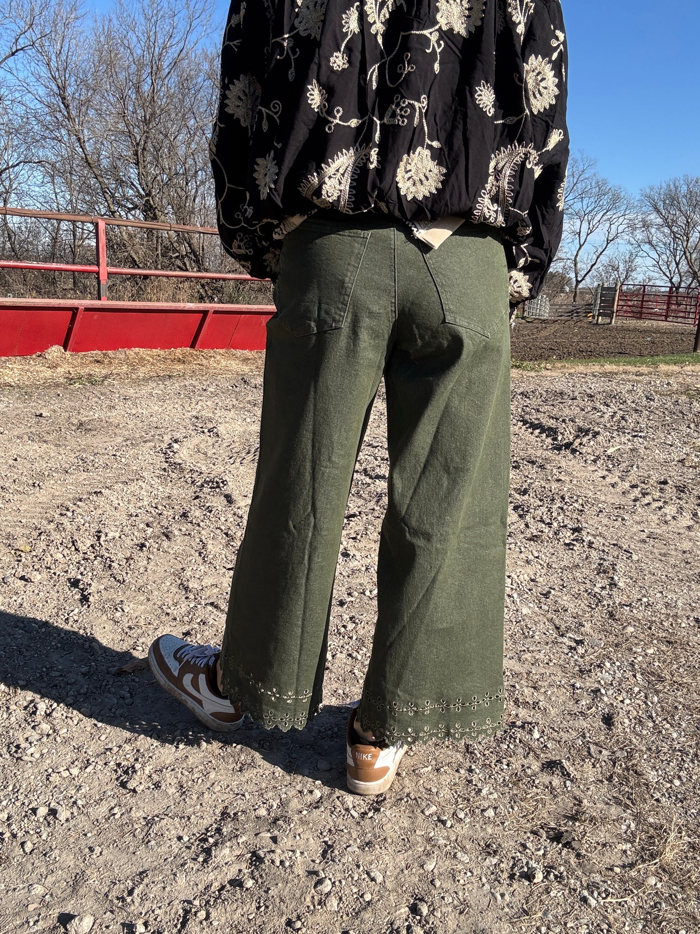 The Olive Embroidered Pant (Full Size Run)