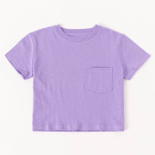 Girls Purple Slub Pocket Tee