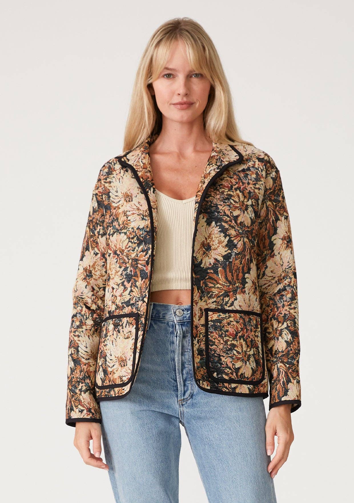 Long Sleeve Floral Tapestry Jacket