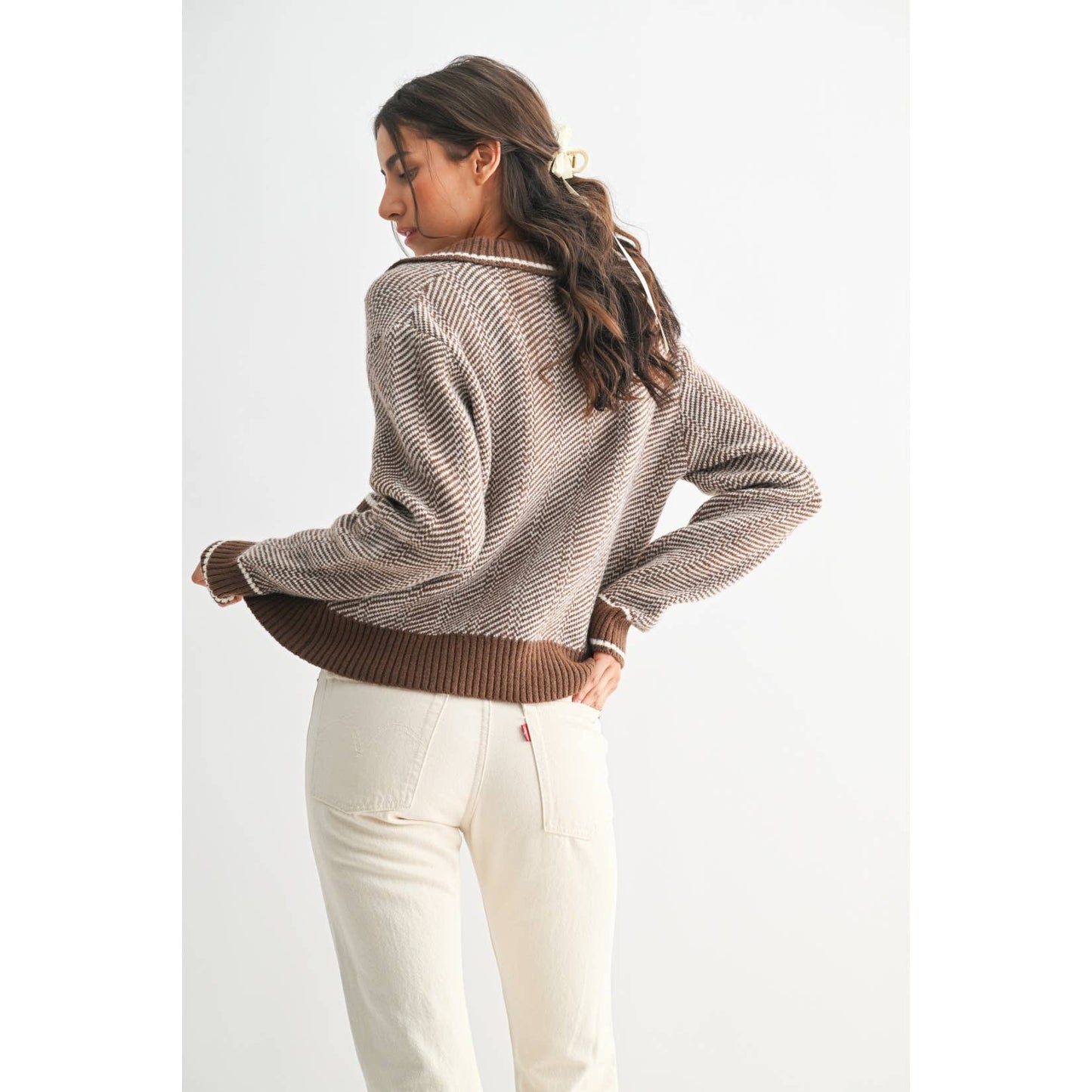 The Camila Herringbone Knit Cardigan
