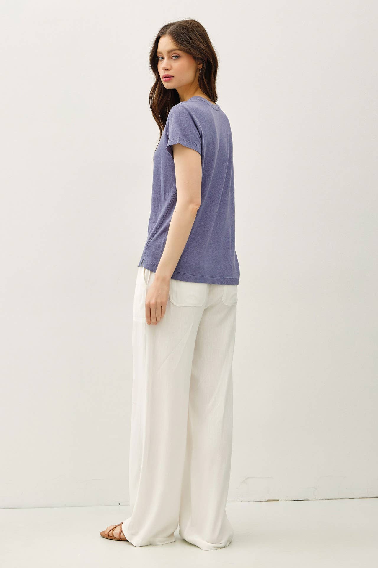 Bright Lights Linen Round Neck T-shirt