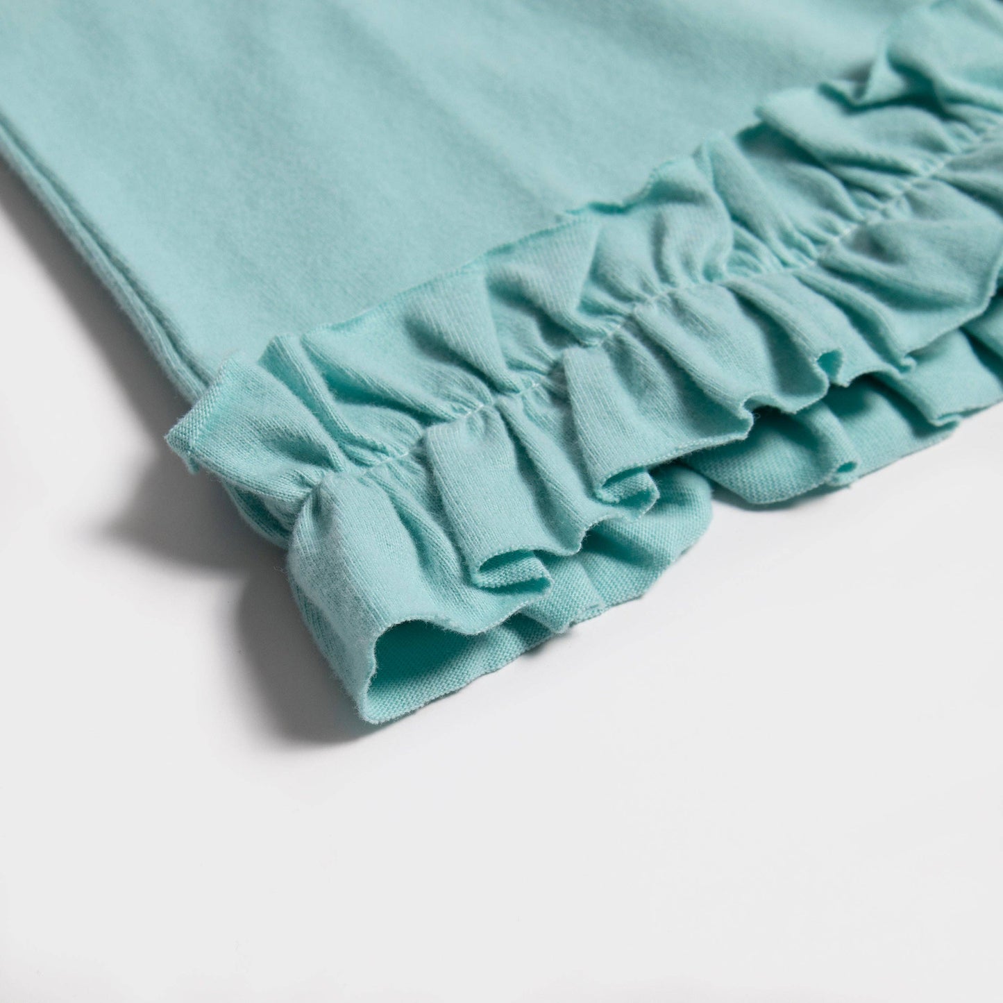 Girls Turquoise Ruffle Edge Tee