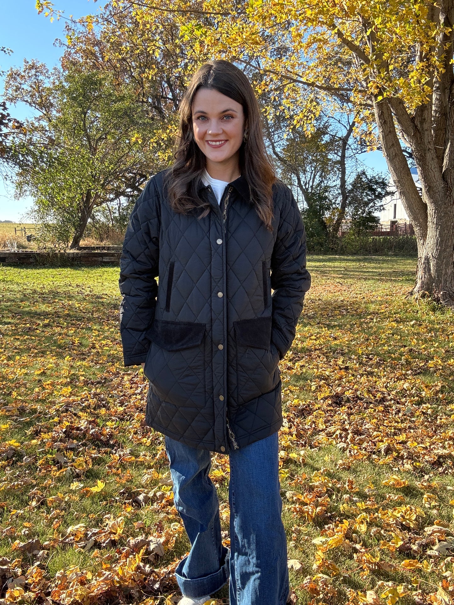 SUN RIVER QUILTED FIELD COAT IN BLACK