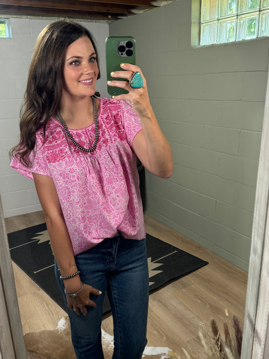 The Paisley Pink Embroidered Blouse