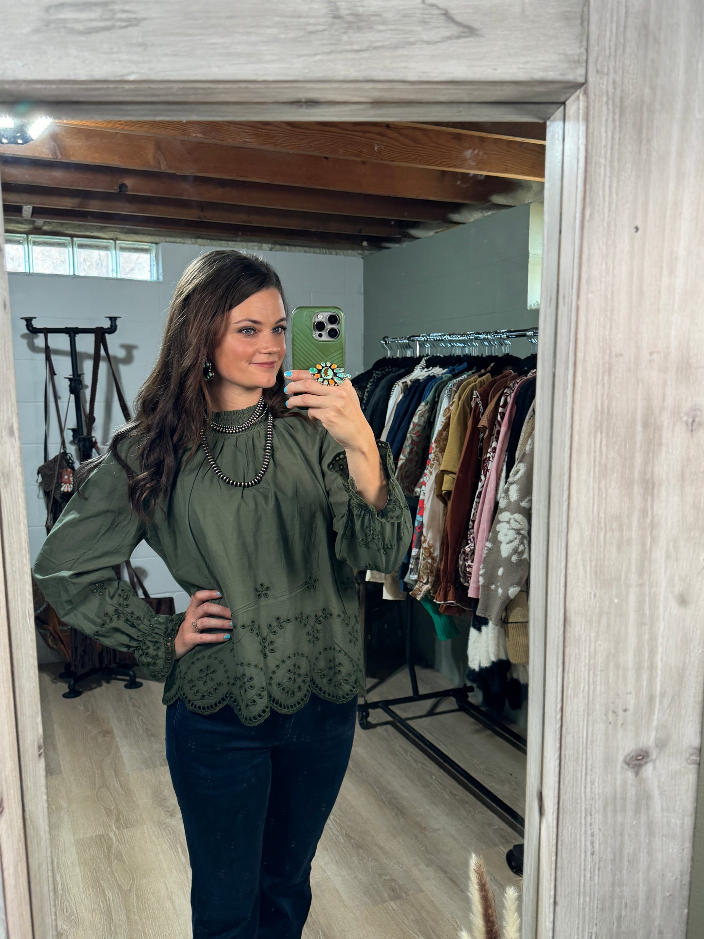 The Sandi Scallop Embroidered Top