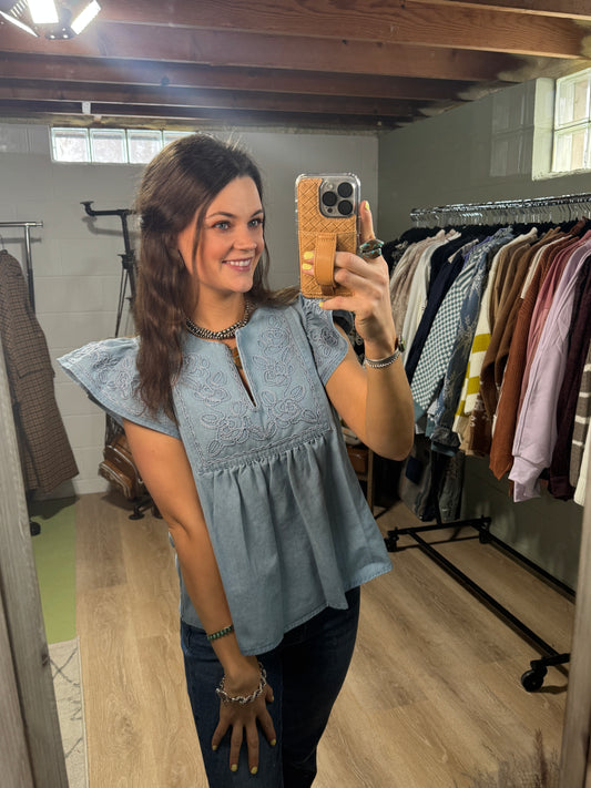 Extended Sizing - The Calla Lily Denim Blouse