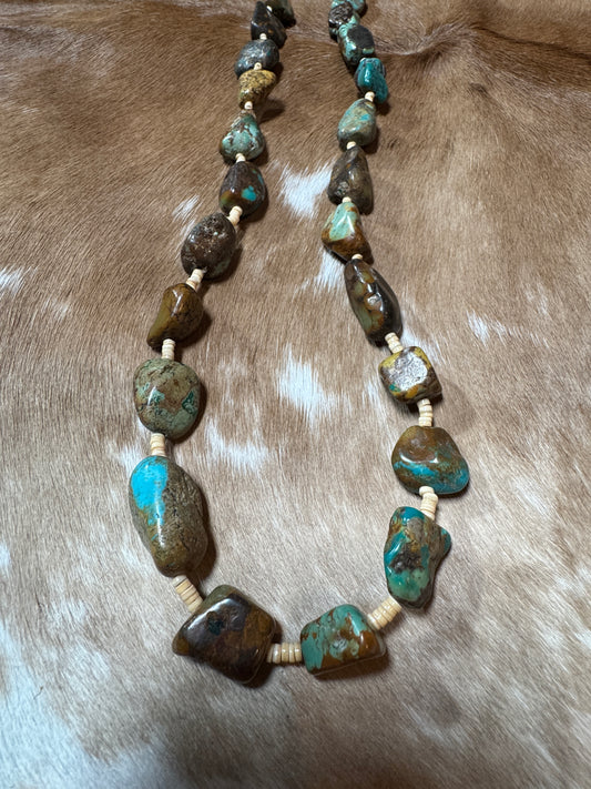 32” Royston Turquoise Nugget Necklace