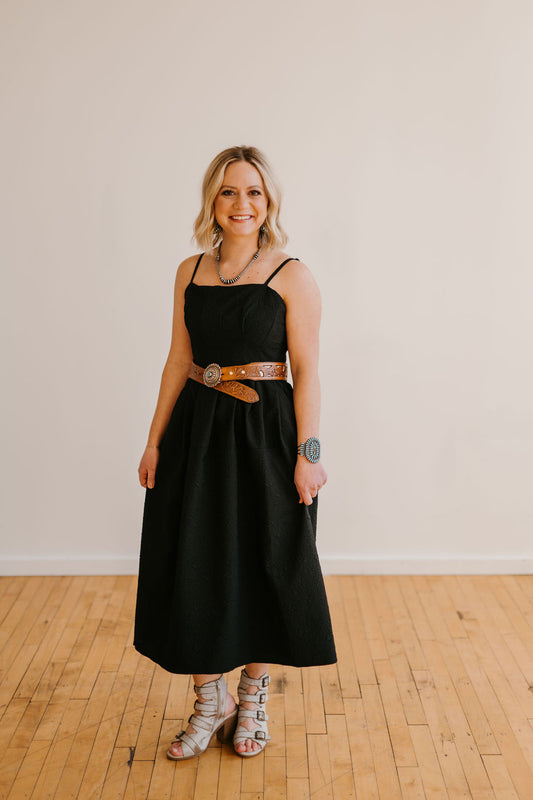 The Toni Crinkle Textured Sleeveless Midi Dress