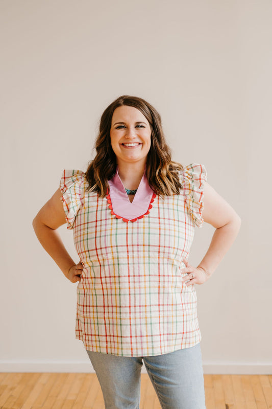 Extended Sizes - The Piper Plaid Multi Top