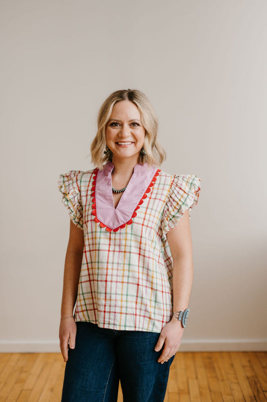 The Piper Plaid Multi Top