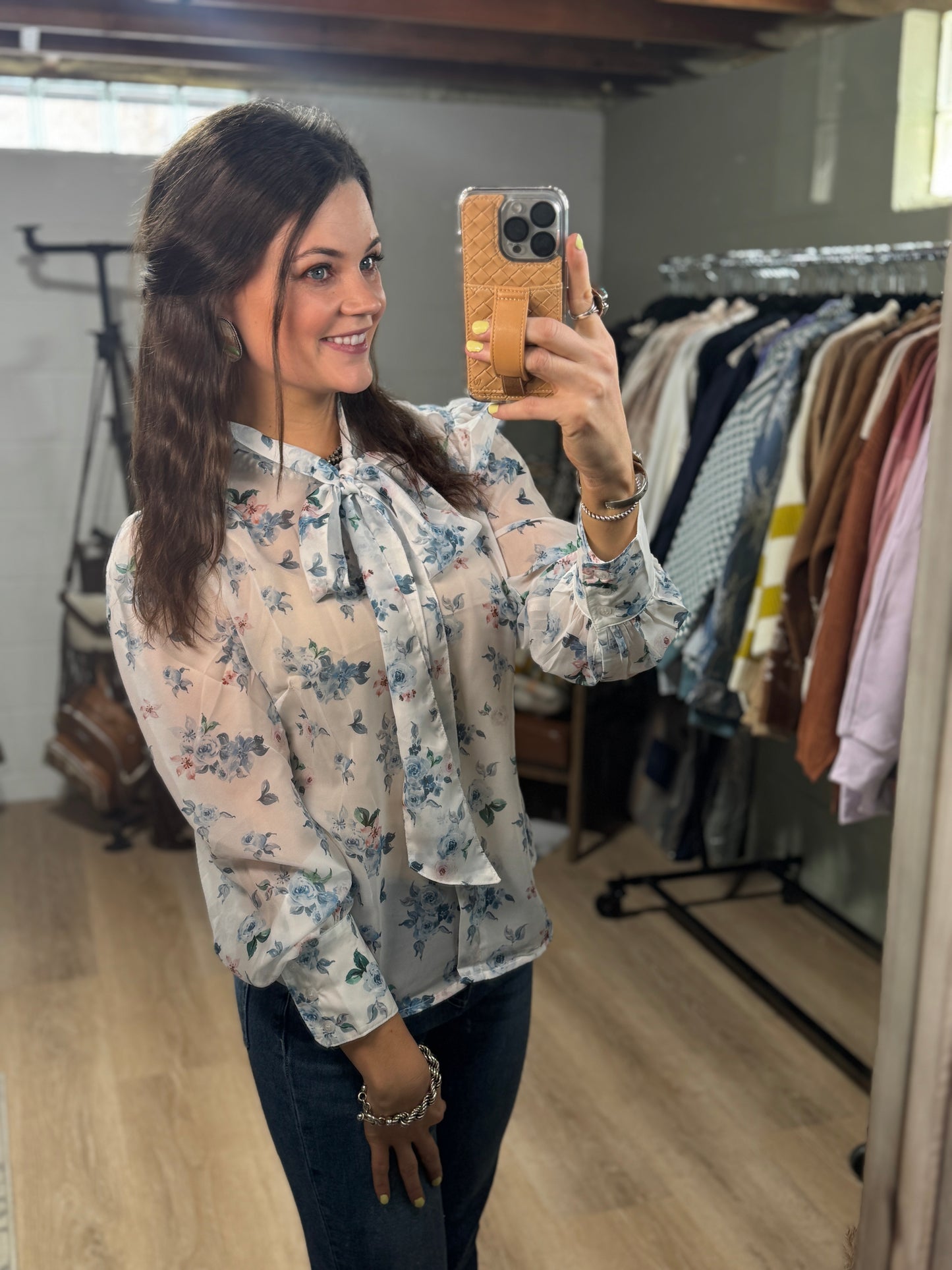 The Bowie Blue Floral Blouse