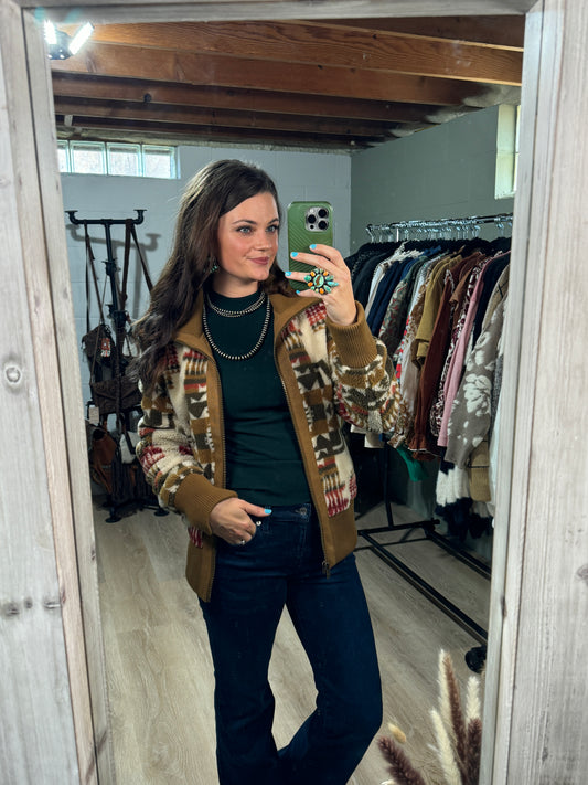 Pendleton Foxglove Range Fleece Bomber in Ivory Chief Joseph