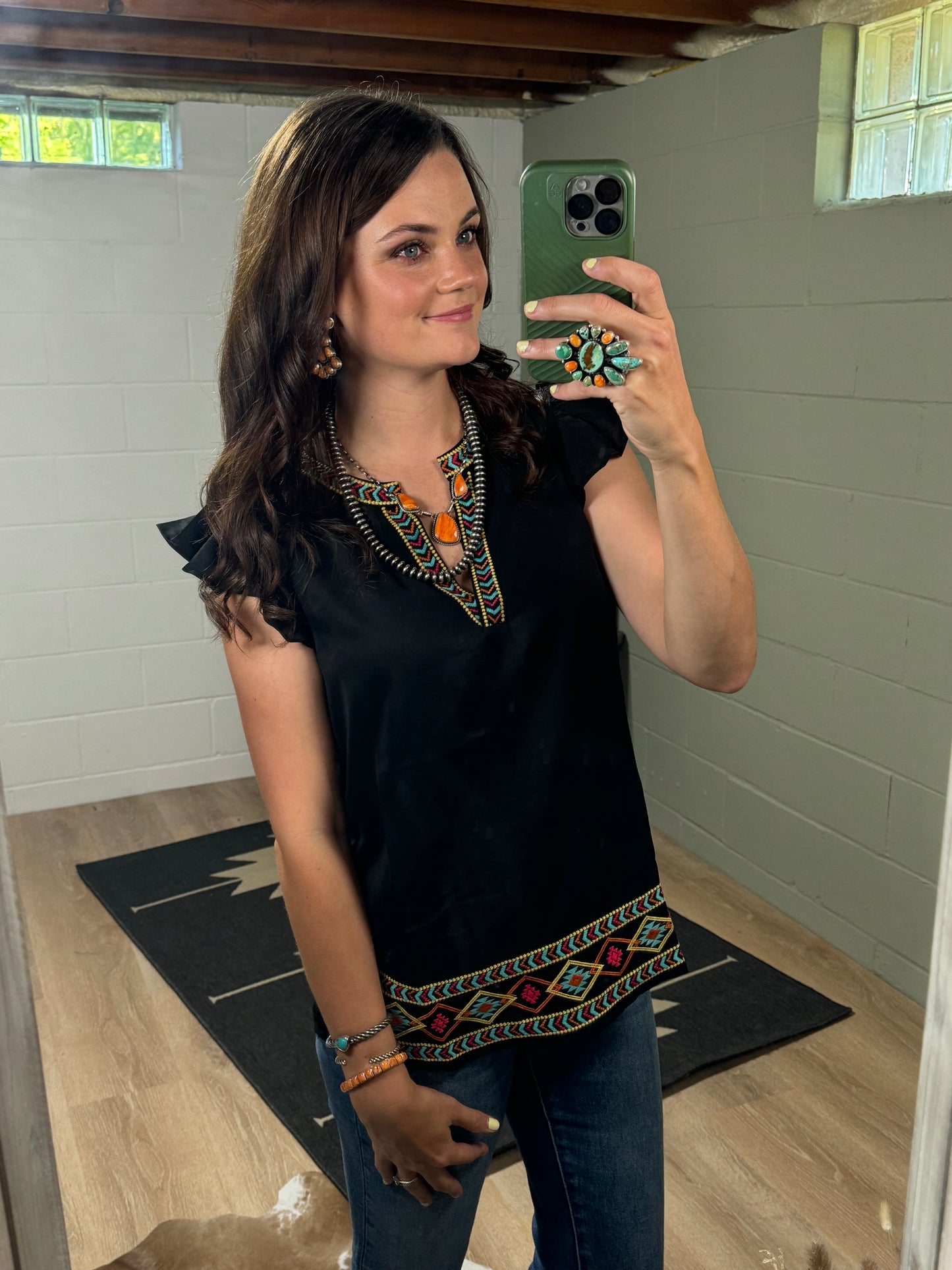 The Ami Aztec Embroidered Blouse