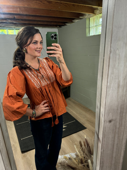 The Tinley Tassle Front Blouse