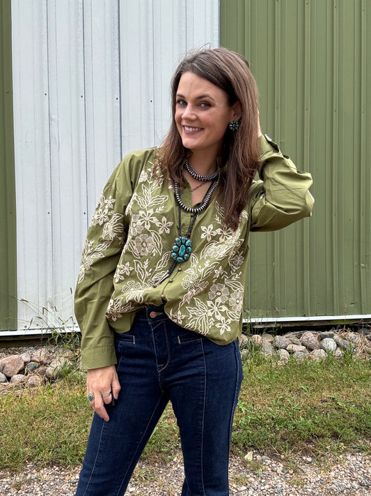 The Good Feeling Blouse in Olive