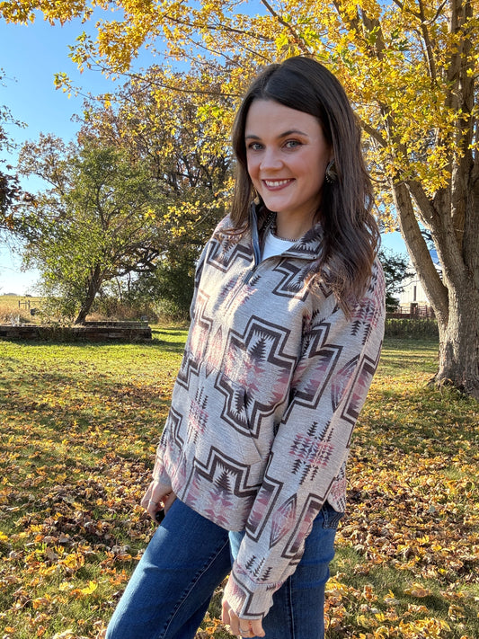 HARDING COTTON CHAMOIS HALF-ZIP PULLOVER