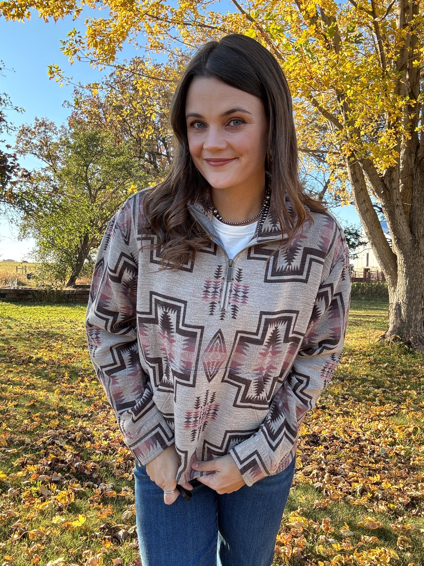 HARDING COTTON CHAMOIS HALF-ZIP PULLOVER