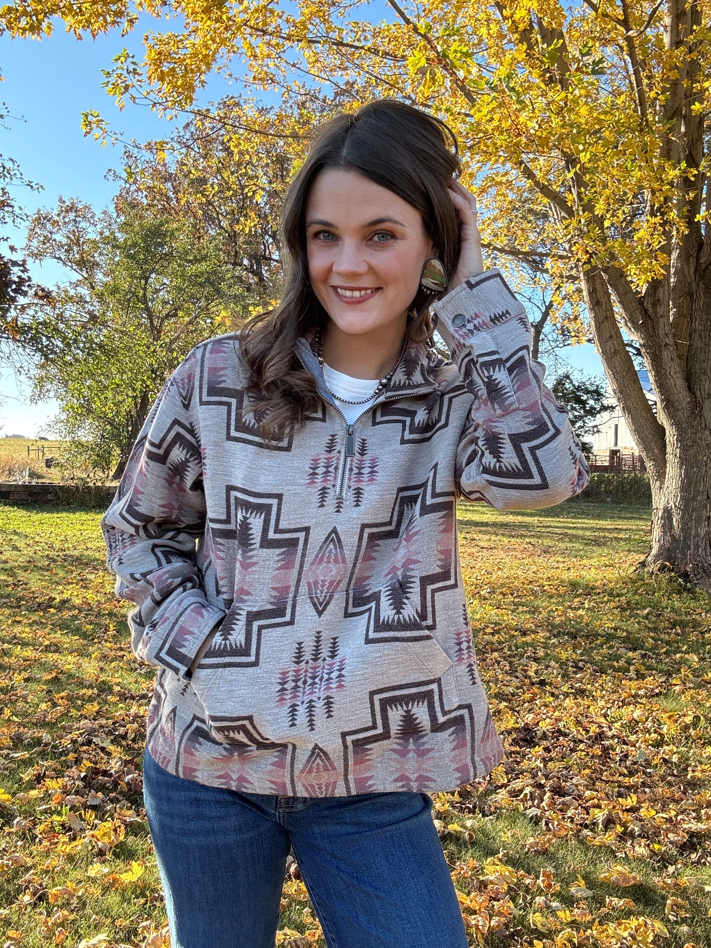 HARDING COTTON CHAMOIS HALF-ZIP PULLOVER