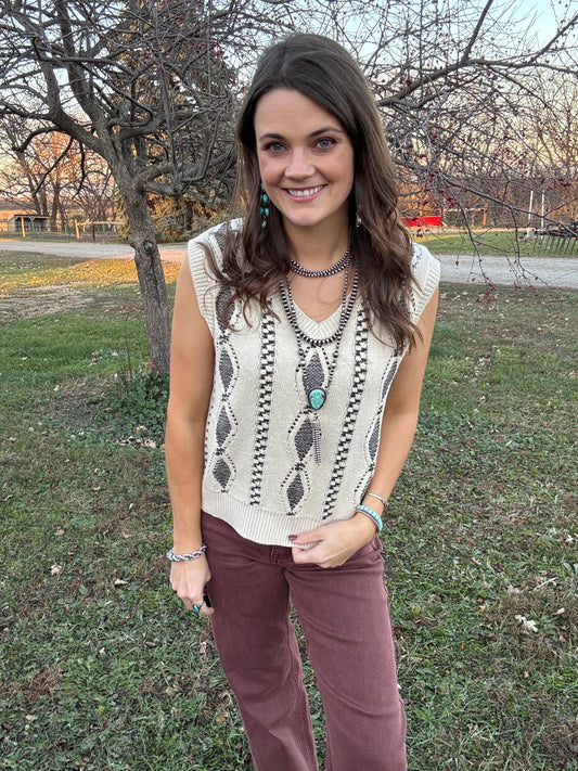 The Cornerstone Aztec Sweater Vest