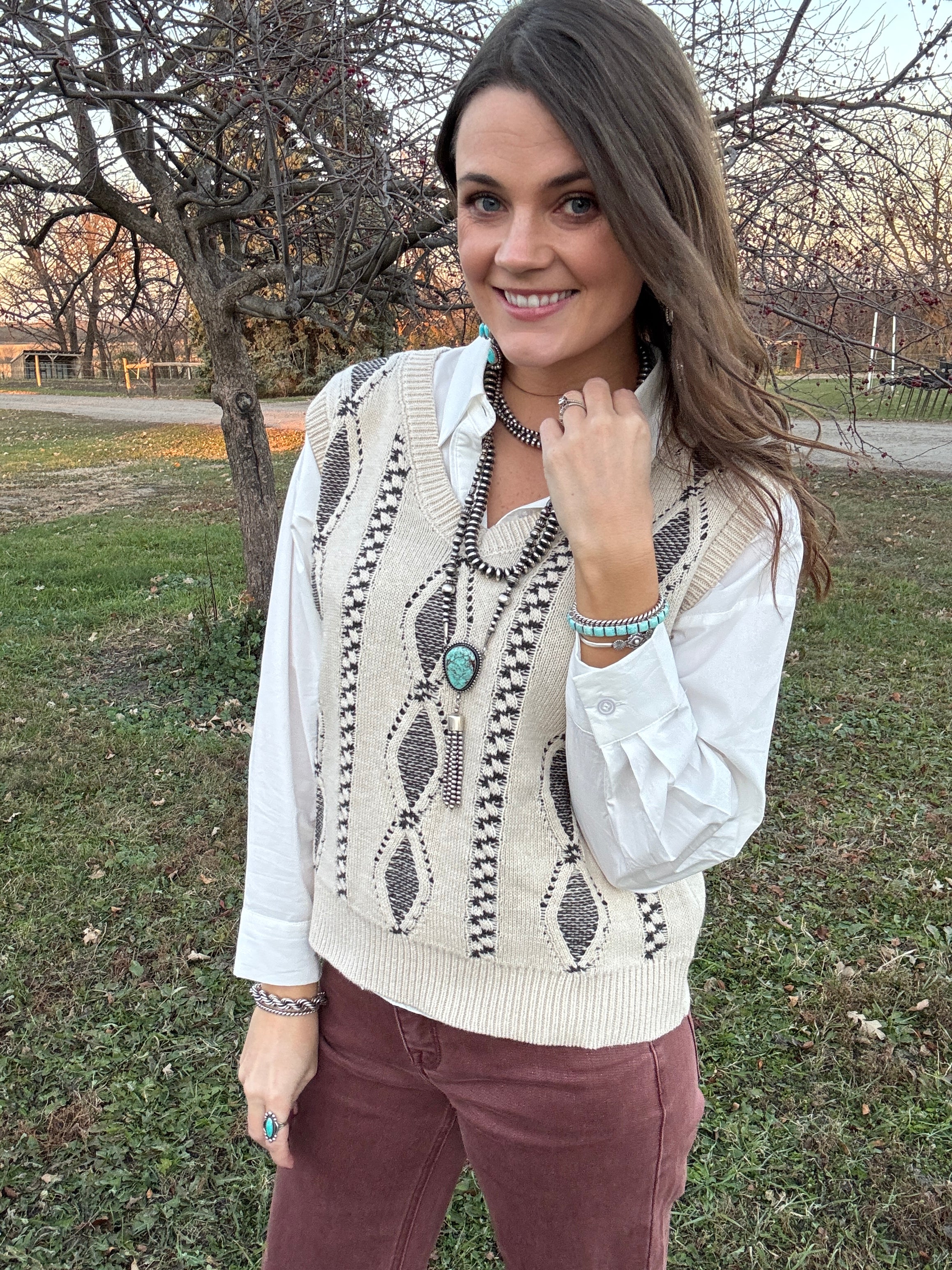 The Cornerstone Aztec Sweater Vest – Crossroads Clothing
