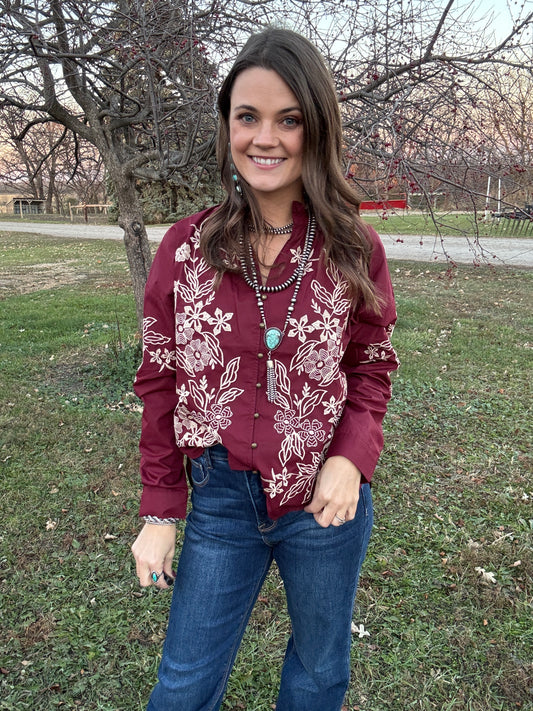 The Good Feeling Blouse in Burgundy
