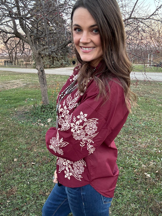The Good Feeling Blouse in Burgundy