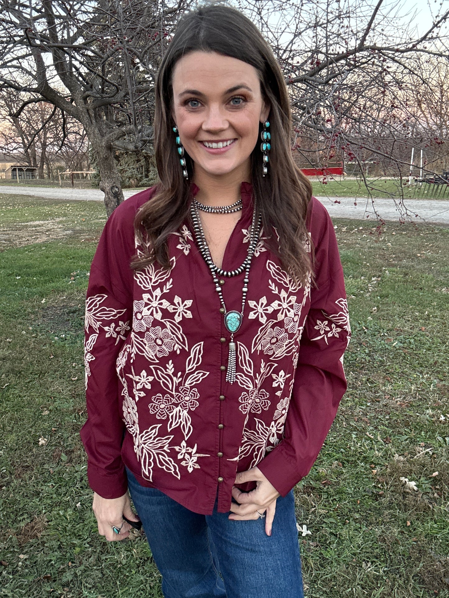 The Good Feeling Blouse in Burgundy