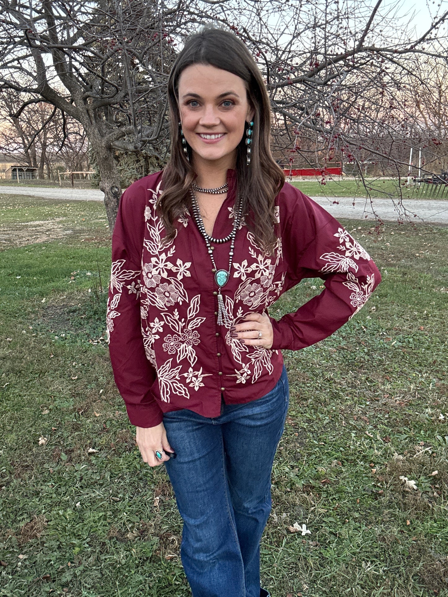 The Good Feeling Blouse in Burgundy