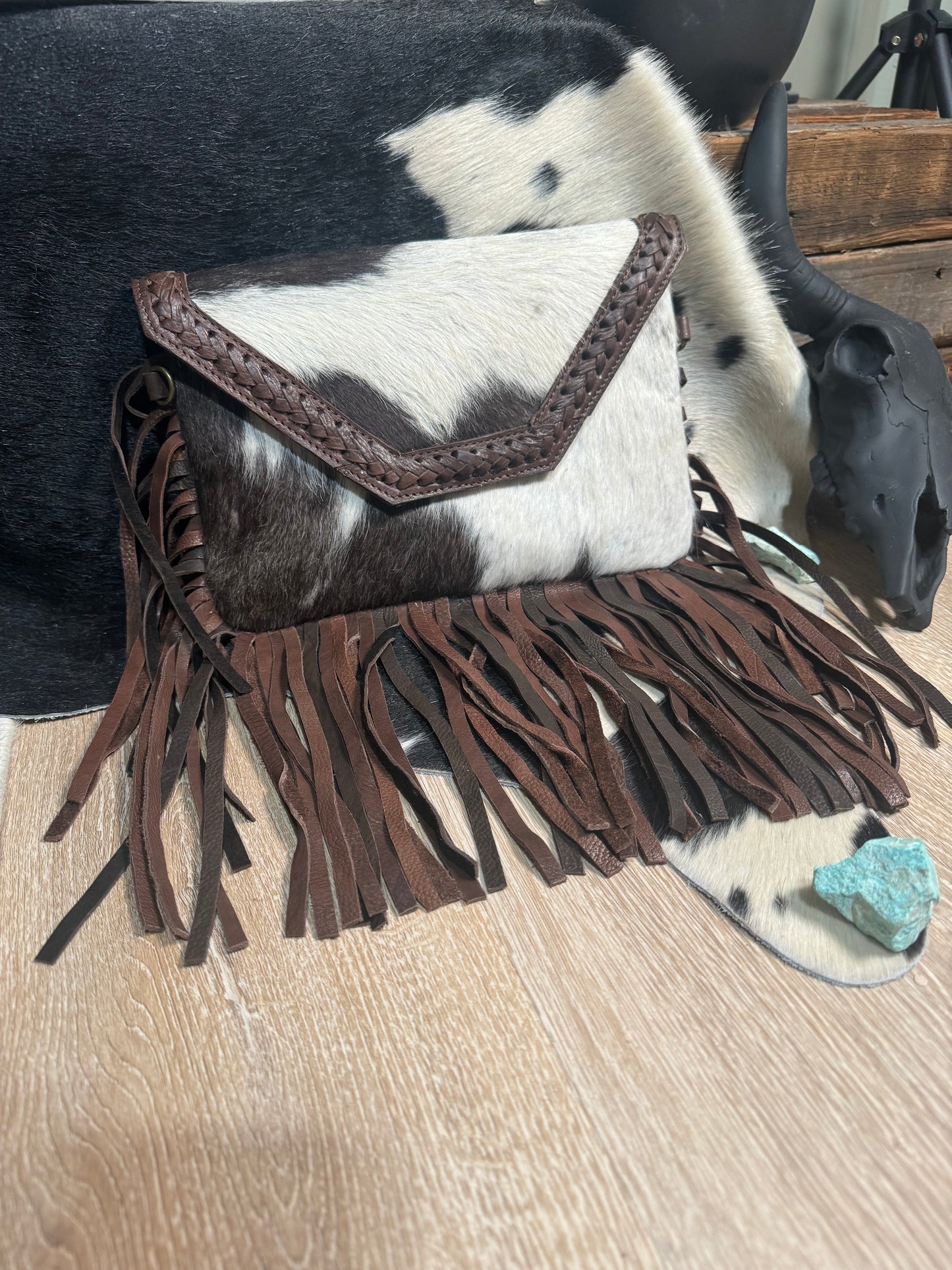 The Aria Hair on Hide Fringe Crossbody