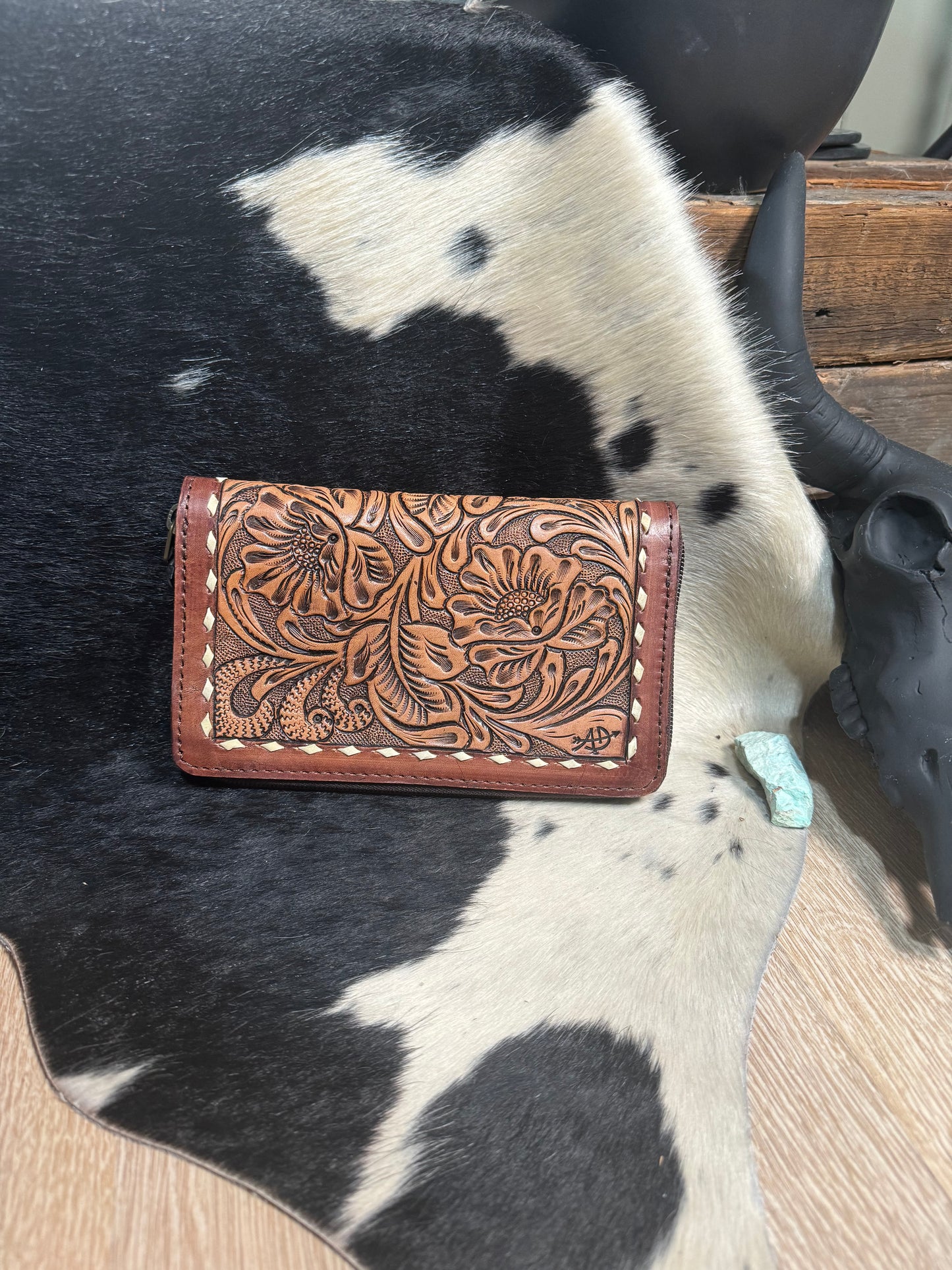 The Winona Tooled Wristlet