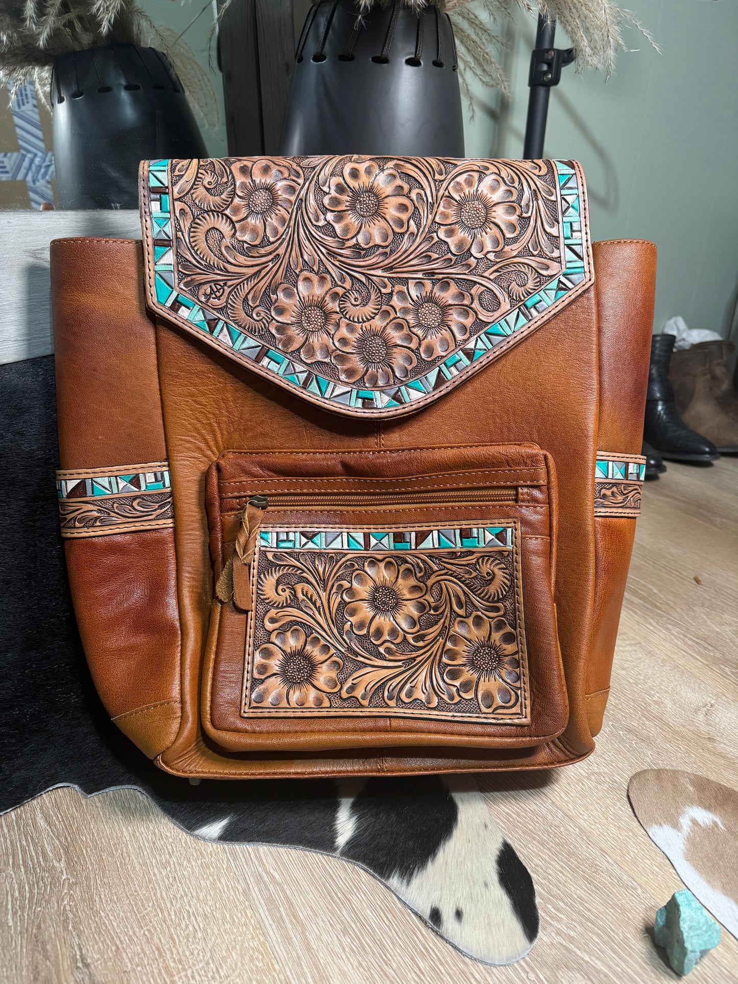 The Tammy Tooled Leather Backpack