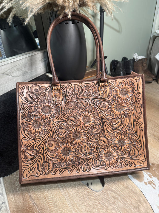 The Georgie Hand Tooled Tote