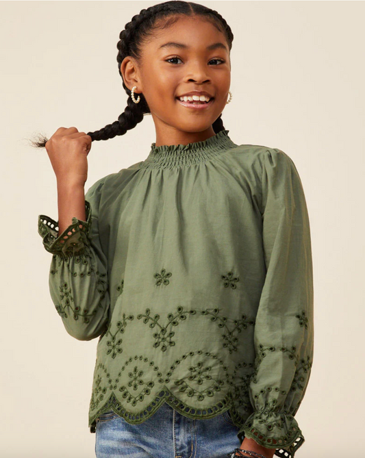 The Mini Sandi Scallop Embroidered Top