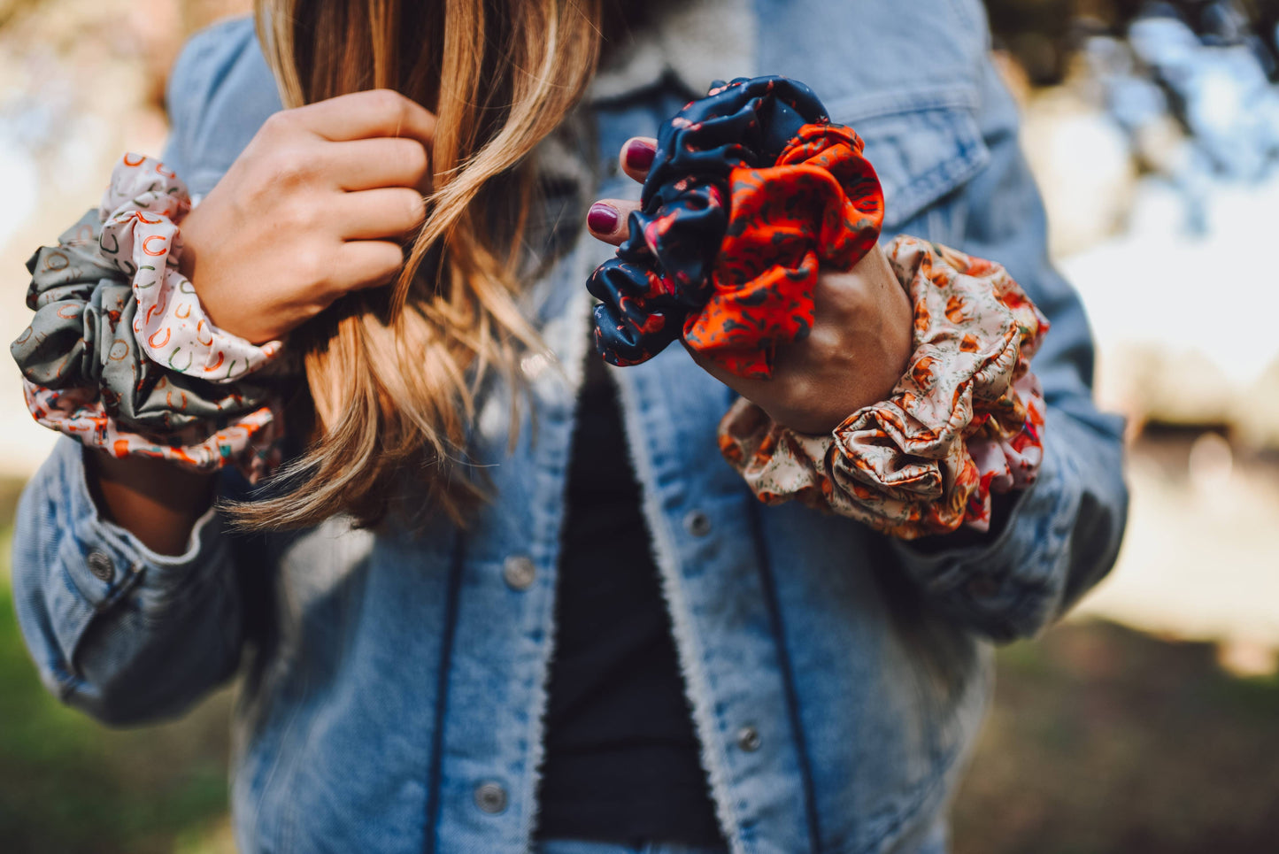 Blonde Cowgirl and Horse Scrunchie Cowgirl Hair Accessory