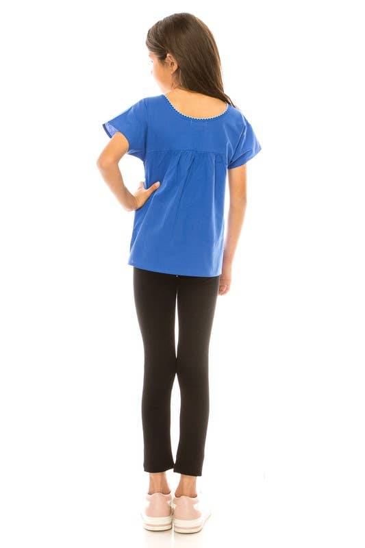Beautiful Blue Embroidered Girls Blouse