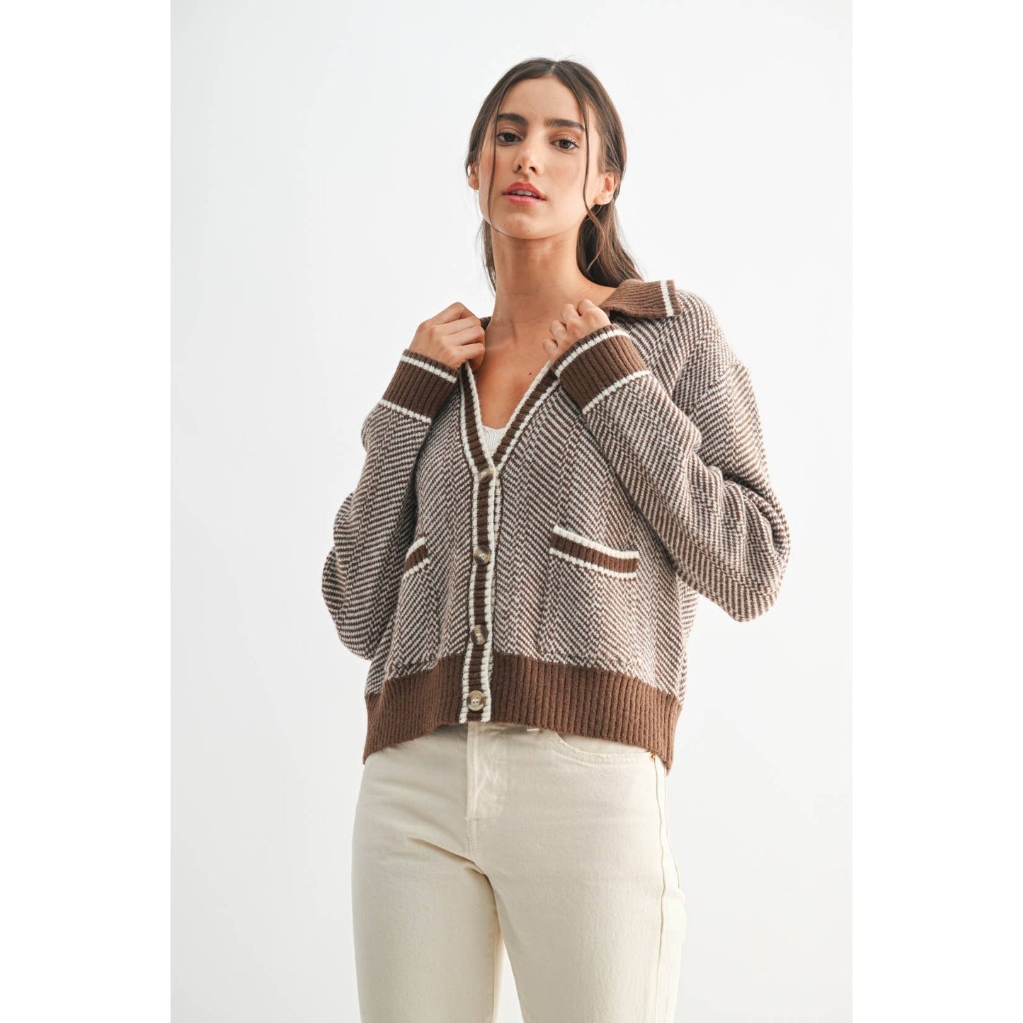 The Camila Herringbone Knit Cardigan