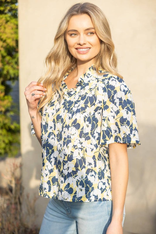 Jackrabbit Floral Ruffled Top