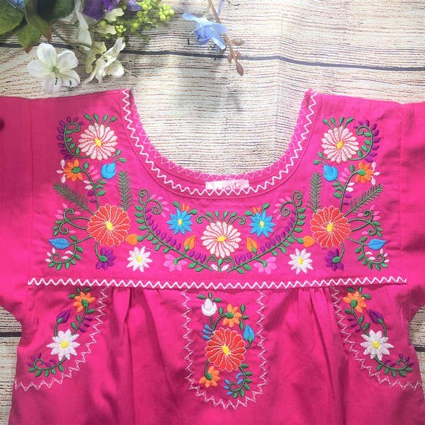 Perfect Pink Embroidered Girls Blouse