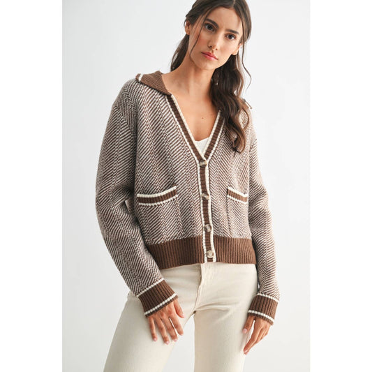 The Camila Herringbone Knit Cardigan