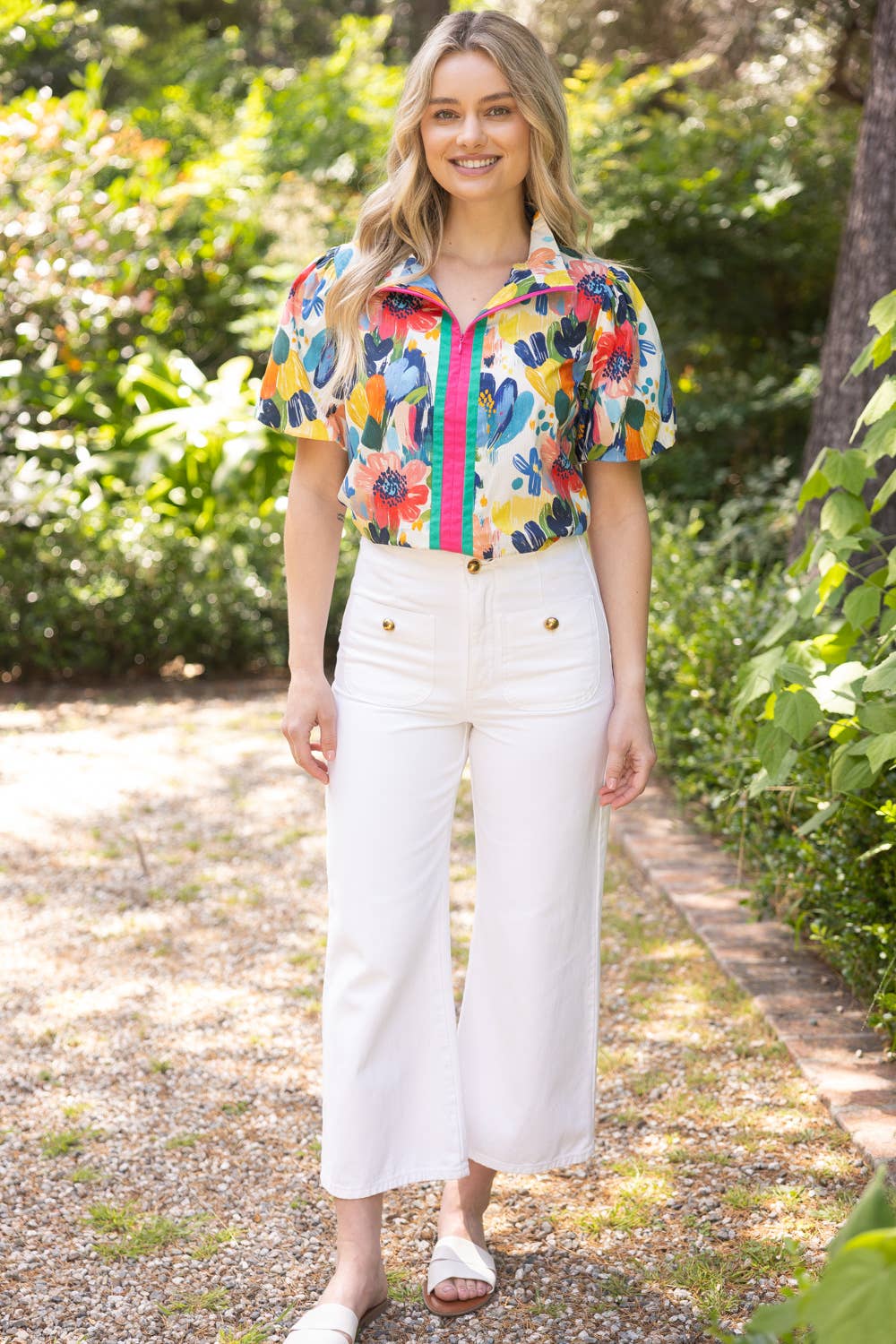 Watercolor Moment Floral Print Top