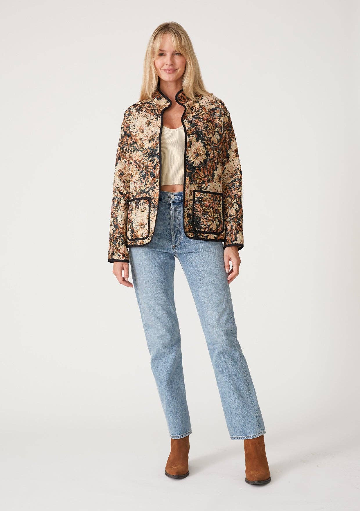 Long Sleeve Floral Tapestry Jacket