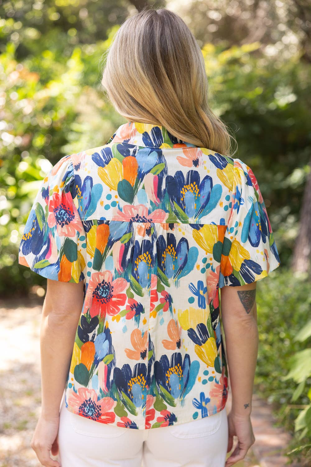 Watercolor Moment Floral Print Top