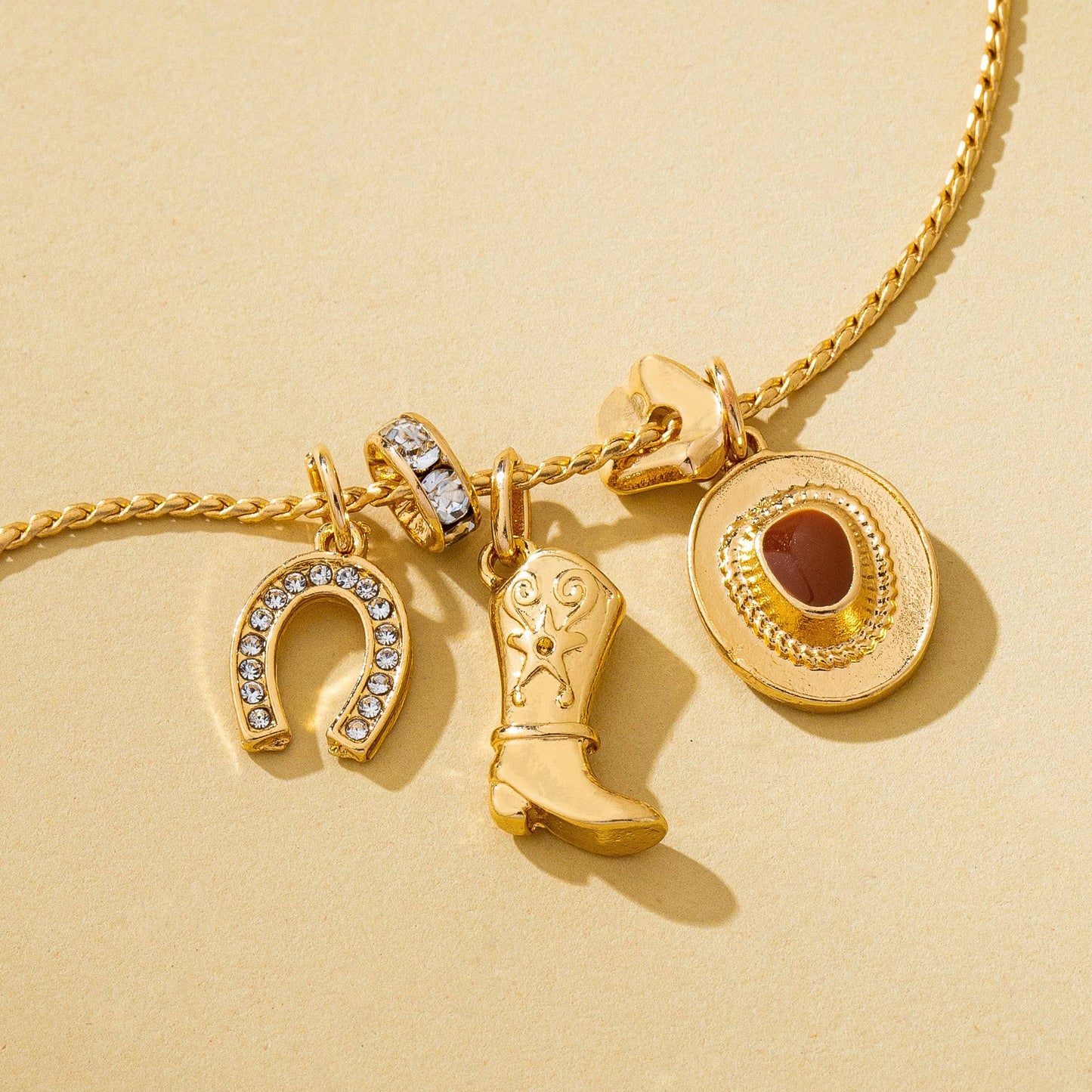 Western Hat Boot Horseshoe Rhinestone Charm Necklace|80N9312