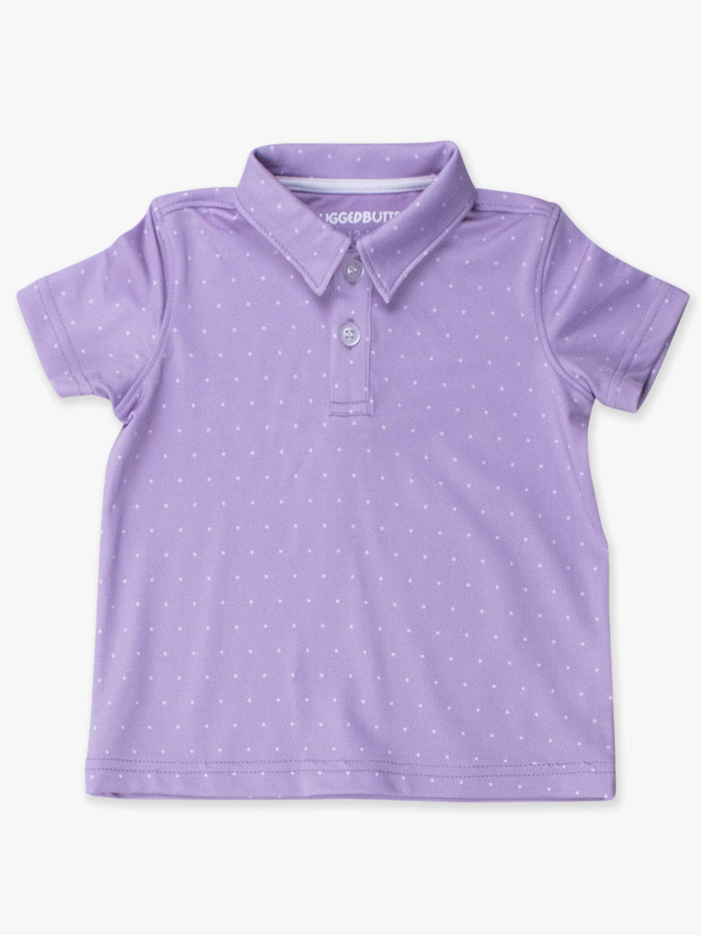 Boys Lavender Pin Dot Knit Short Sleeve Performance Polo