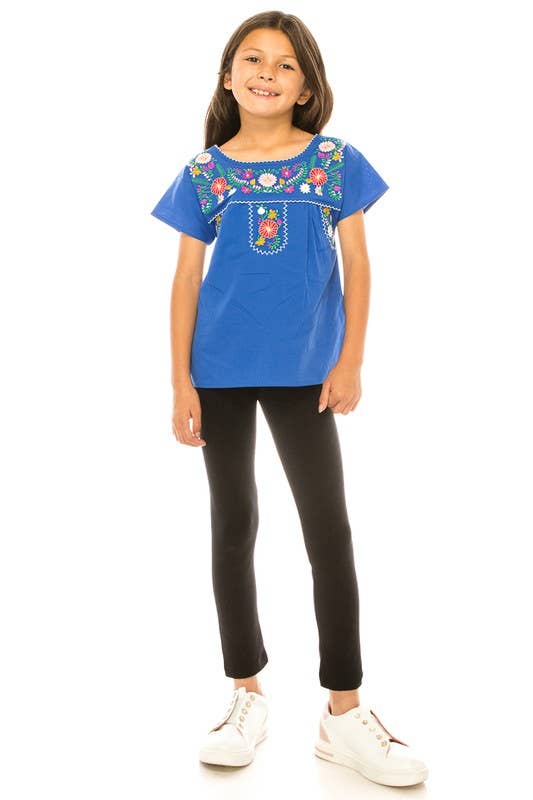 Beautiful Blue Embroidered Girls Blouse
