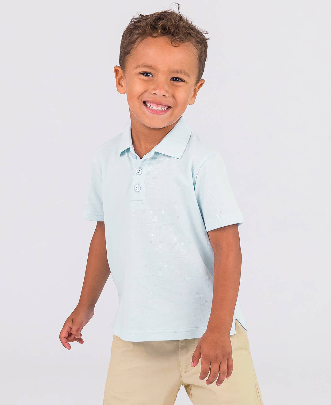 Boys Light Blue Pique Short Sleeve Polo Shirt